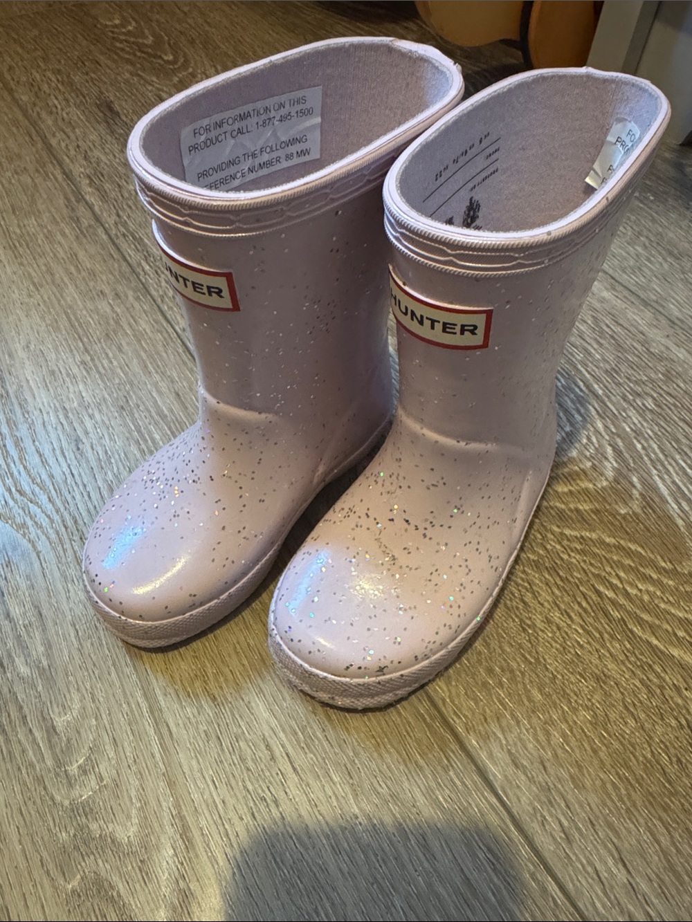 Hunter Kids' Pink Glitter Rain Boots